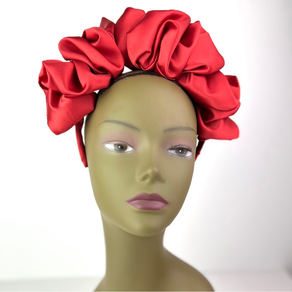 Handmade Red Satin Scrunchie Headband